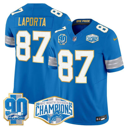 DET 2024 NFC North Division Champions Patch Gold Trim Vapor Limited Jersey - Stitched