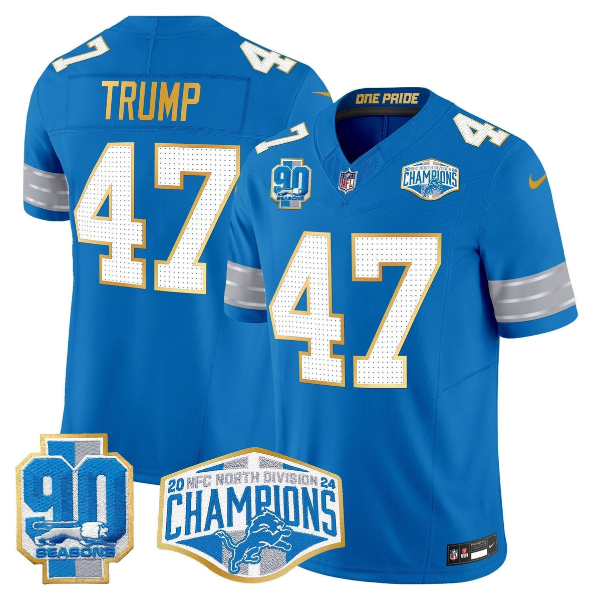 DET 2024 NFC North Division Champions Patch Gold Trim Vapor Limited Jersey - Stitched