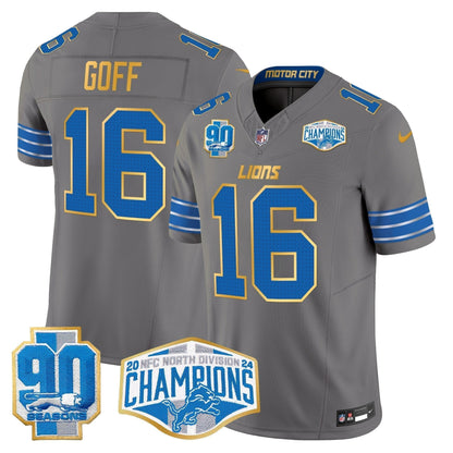 DET 2024 NFC North Division Champions Patch Gold Trim Vapor Limited Jersey - Stitched