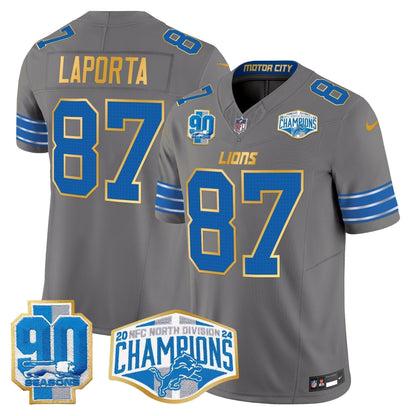 DET 2024 NFC North Division Champions Patch Gold Trim Vapor Limited Jersey - Stitched