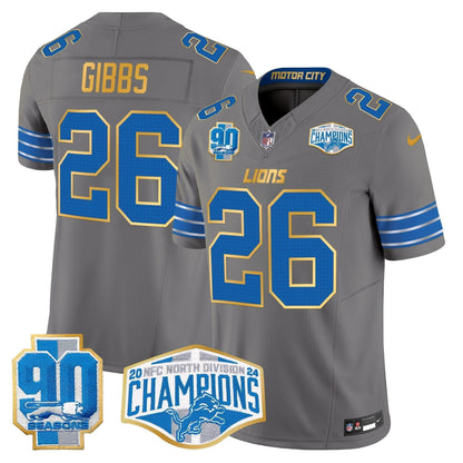 DET 2024 NFC North Division Champions Patch Gold Trim Vapor Limited Jersey - Stitched