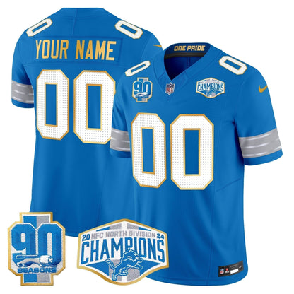 DET 2024 NFC North Division Champions Patch Gold Trim Vapor Limited Custom Jersey - Stitched