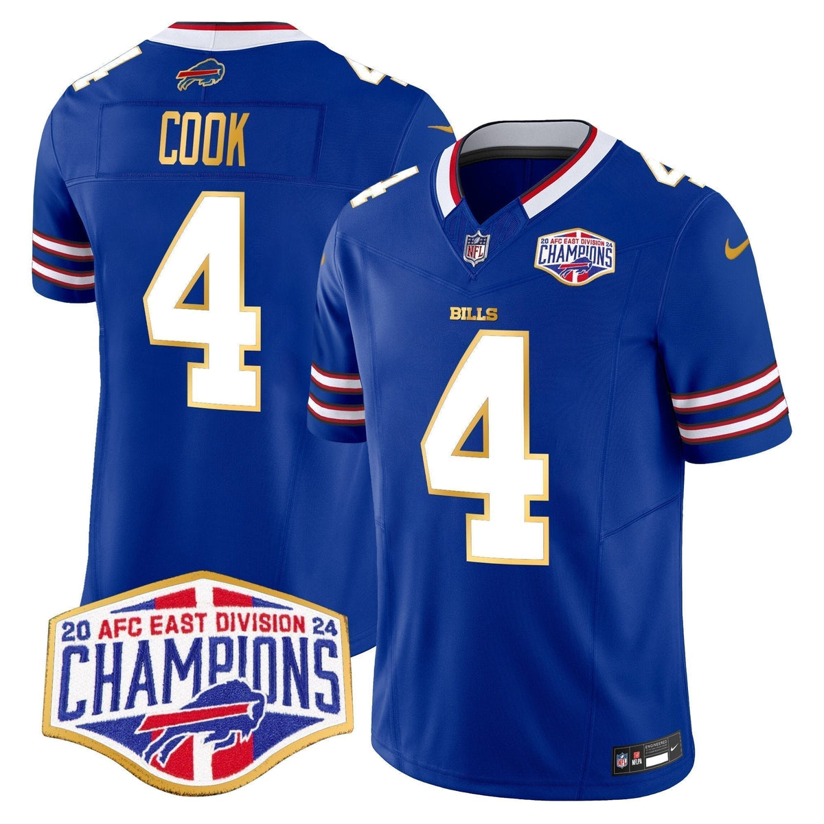 Bills 2024 AFC East Division Champions Gold Trim Vapor Limited Jersey - Stitched