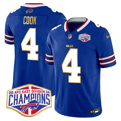 Bills 2024 AFC East Division Champions Gold Trim Vapor Limited Jersey - Stitched