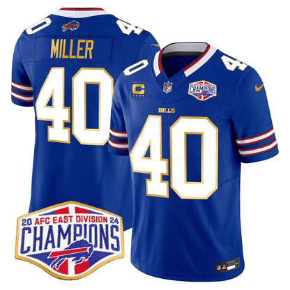 Bills 2024 AFC East Division Champions Gold Trim Vapor Limited Jersey - Stitched