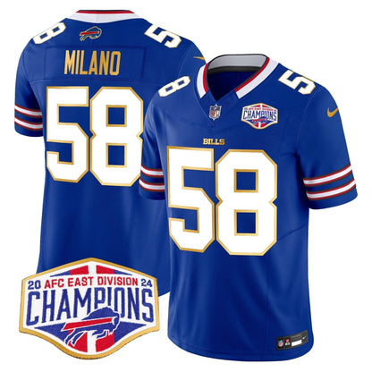 Bills 2024 AFC East Division Champions Gold Trim Vapor Limited Jersey - Stitched