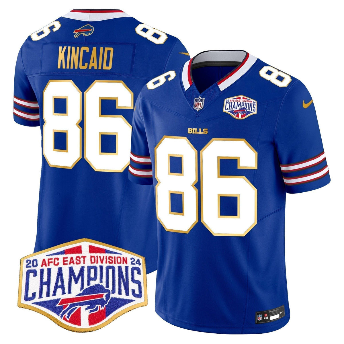Bills 2024 AFC East Division Champions Gold Trim Vapor Limited Jersey - Stitched