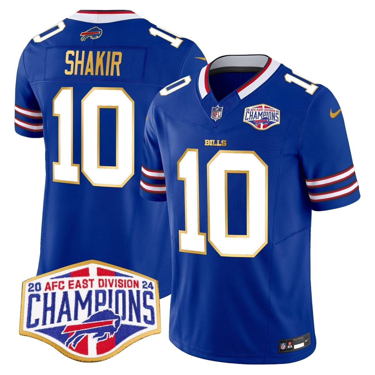 Bills 2024 AFC East Division Champions Gold Trim Vapor Limited Jersey - Stitched