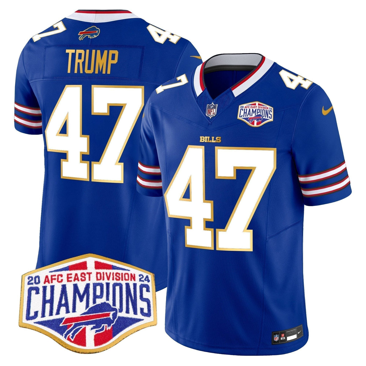 Bills 2024 AFC East Division Champions Gold Trim Vapor Limited Jersey - Stitched