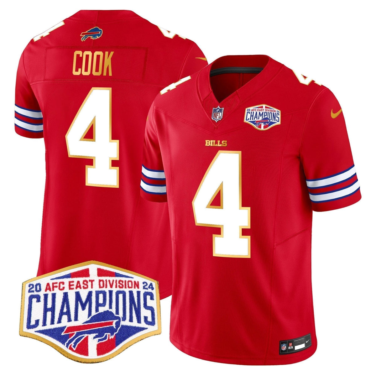 Bills 2024 AFC East Division Champions Gold Trim Vapor Limited Jersey - Stitched