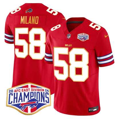 Bills 2024 AFC East Division Champions Gold Trim Vapor Limited Jersey - Stitched