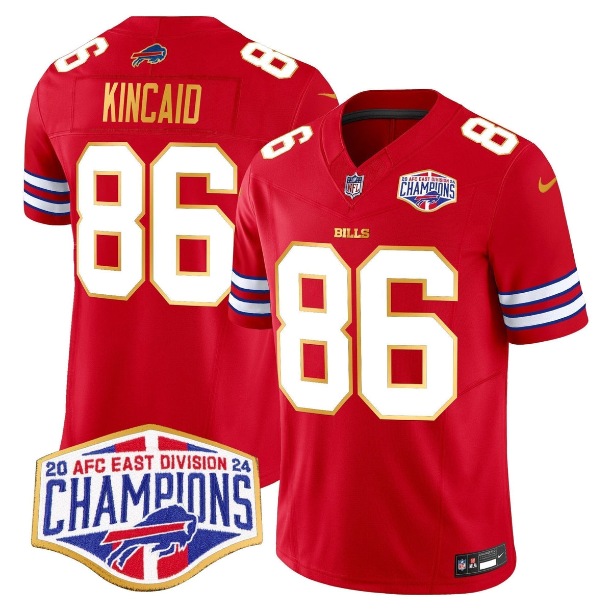 Bills 2024 AFC East Division Champions Gold Trim Vapor Limited Jersey - Stitched