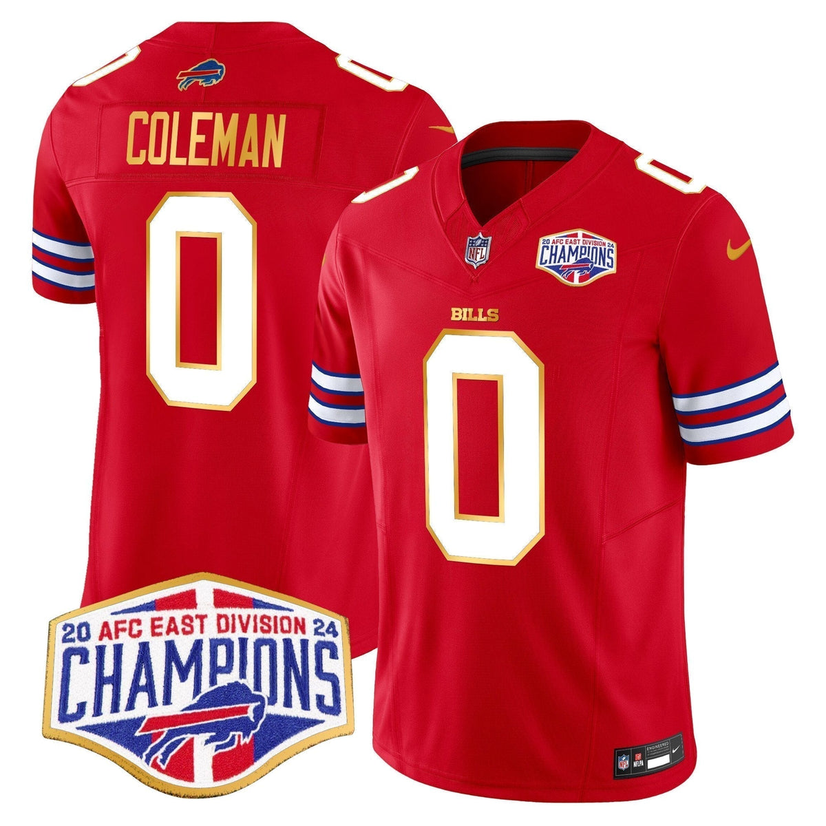 Bills 2024 AFC East Division Champions Gold Trim Vapor Limited Jersey - Stitched