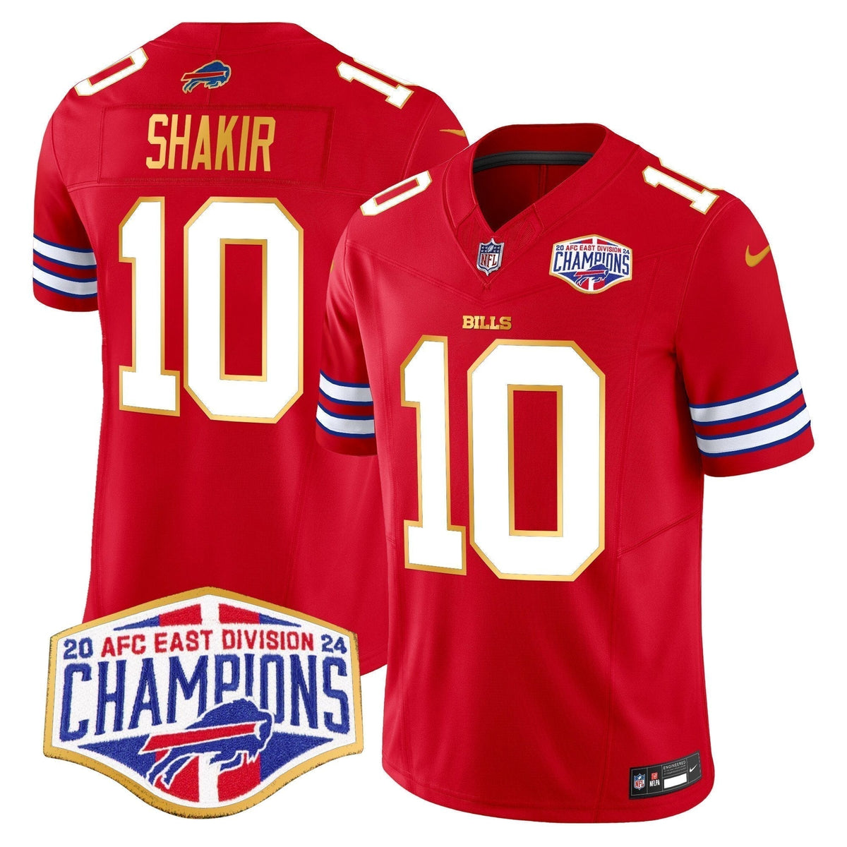 Bills 2024 AFC East Division Champions Gold Trim Vapor Limited Jersey - Stitched