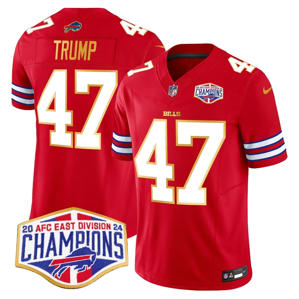 Bills 2024 AFC East Division Champions Gold Trim Vapor Limited Jersey - Stitched