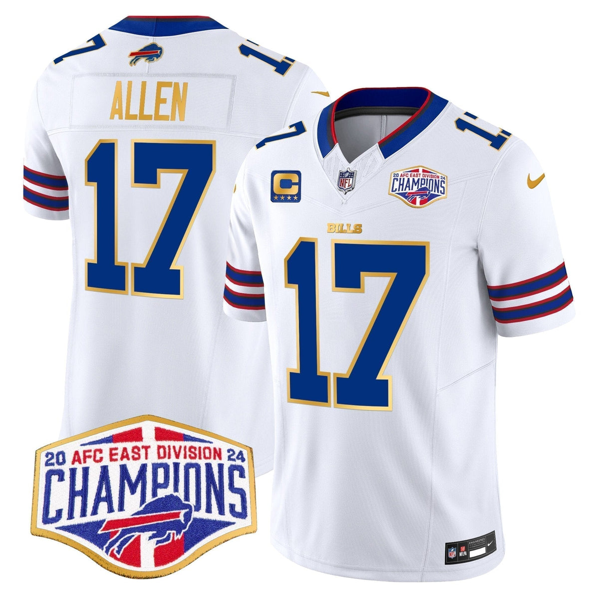 Bills 2024 AFC East Division Champions Gold Trim Vapor Limited Jersey - Stitched