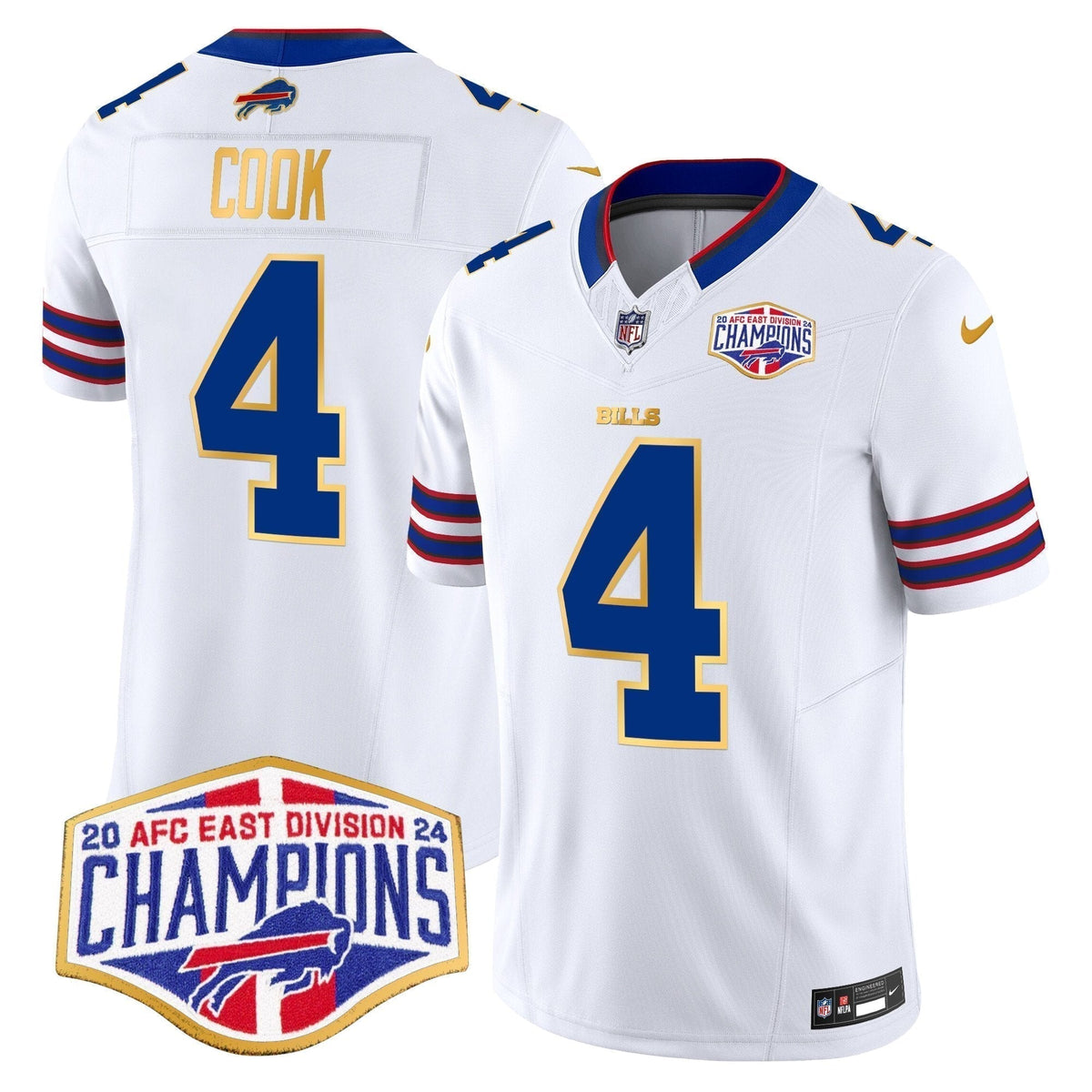 Bills 2024 AFC East Division Champions Gold Trim Vapor Limited Jersey - Stitched
