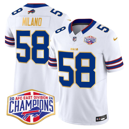 Bills 2024 AFC East Division Champions Gold Trim Vapor Limited Jersey - Stitched