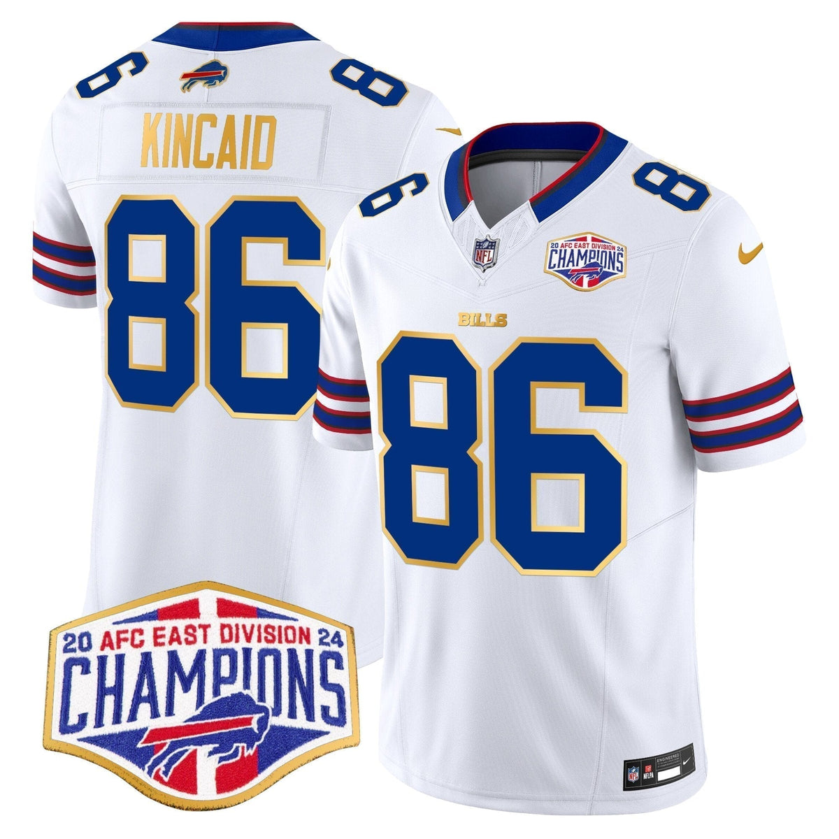 Bills 2024 AFC East Division Champions Gold Trim Vapor Limited Jersey - Stitched