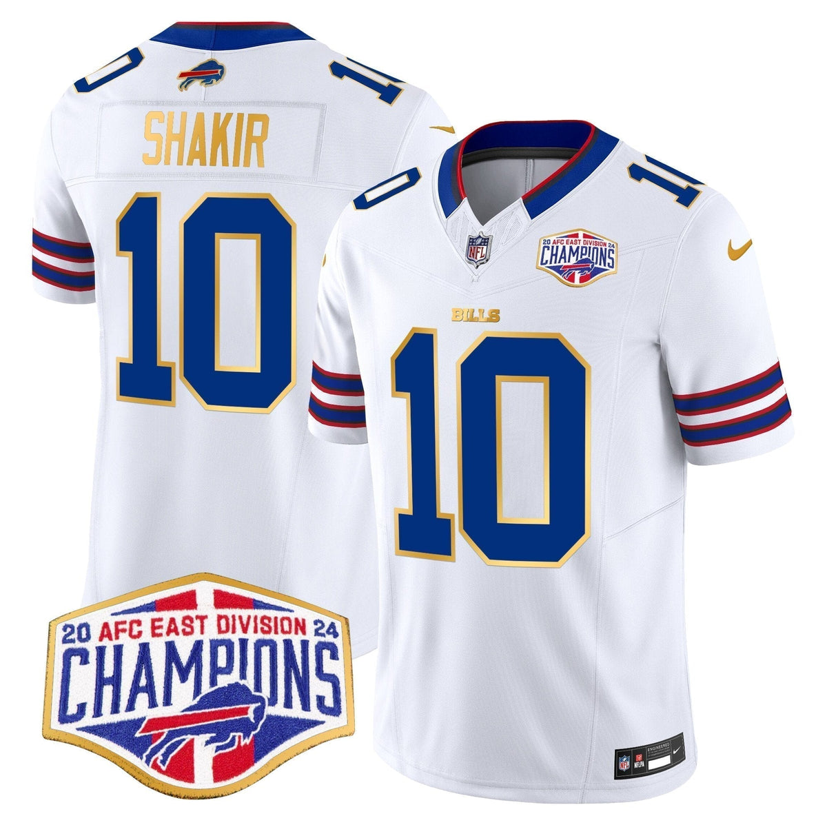 Bills 2024 AFC East Division Champions Gold Trim Vapor Limited Jersey - Stitched