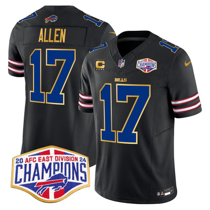Bills 2024 AFC East Division Champions Gold Trim Vapor Limited Jersey - Stitched