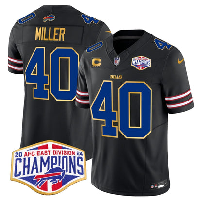 Bills 2024 AFC East Division Champions Gold Trim Vapor Limited Jersey - Stitched
