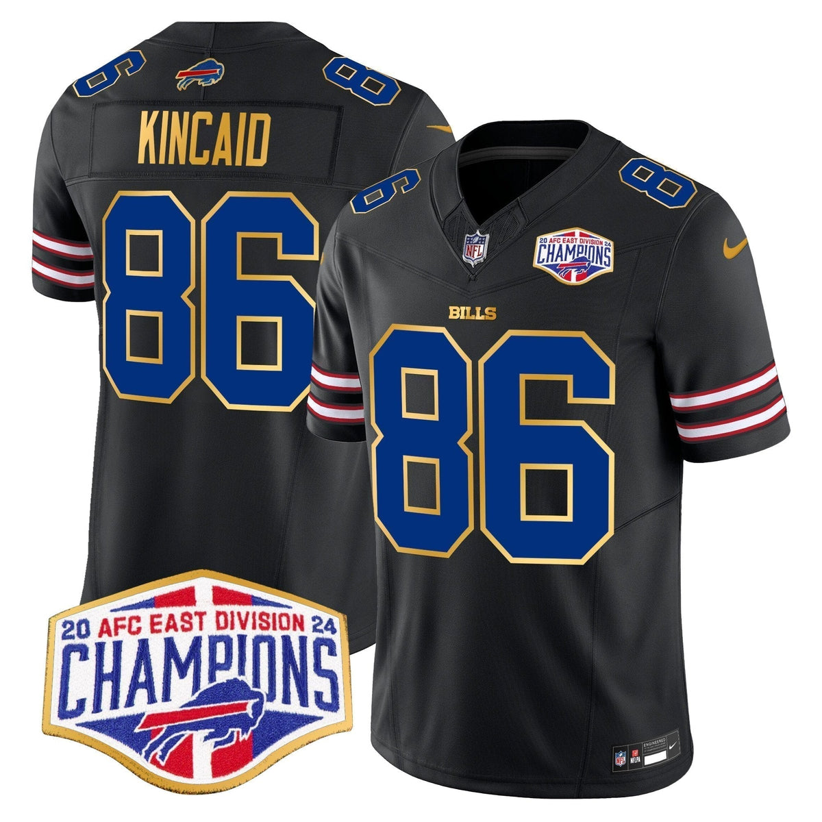 Bills 2024 AFC East Division Champions Gold Trim Vapor Limited Jersey - Stitched