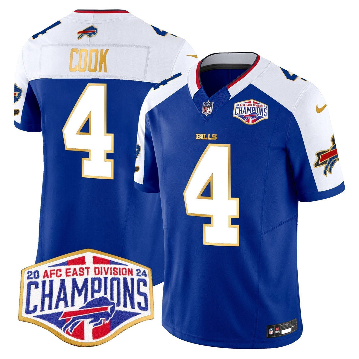 Bills 2024 AFC East Division Champions Gold Trim Vapor Limited Jersey - Stitched