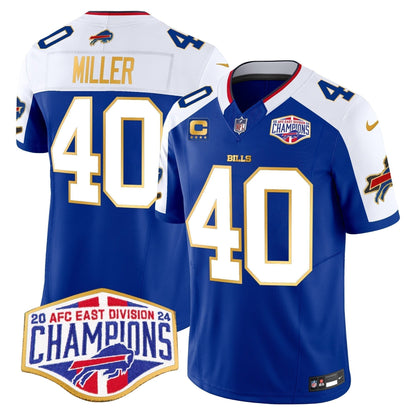 Bills 2024 AFC East Division Champions Gold Trim Vapor Limited Jersey - Stitched
