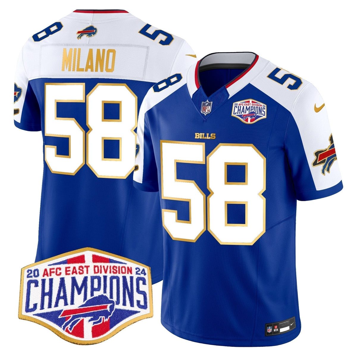 Bills 2024 AFC East Division Champions Gold Trim Vapor Limited Jersey - Stitched