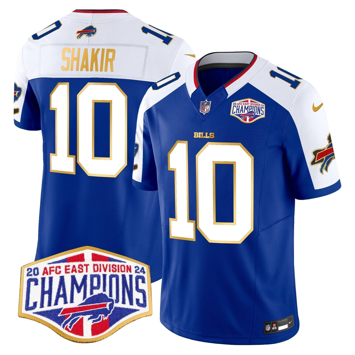 Bills 2024 AFC East Division Champions Gold Trim Vapor Limited Jersey - Stitched