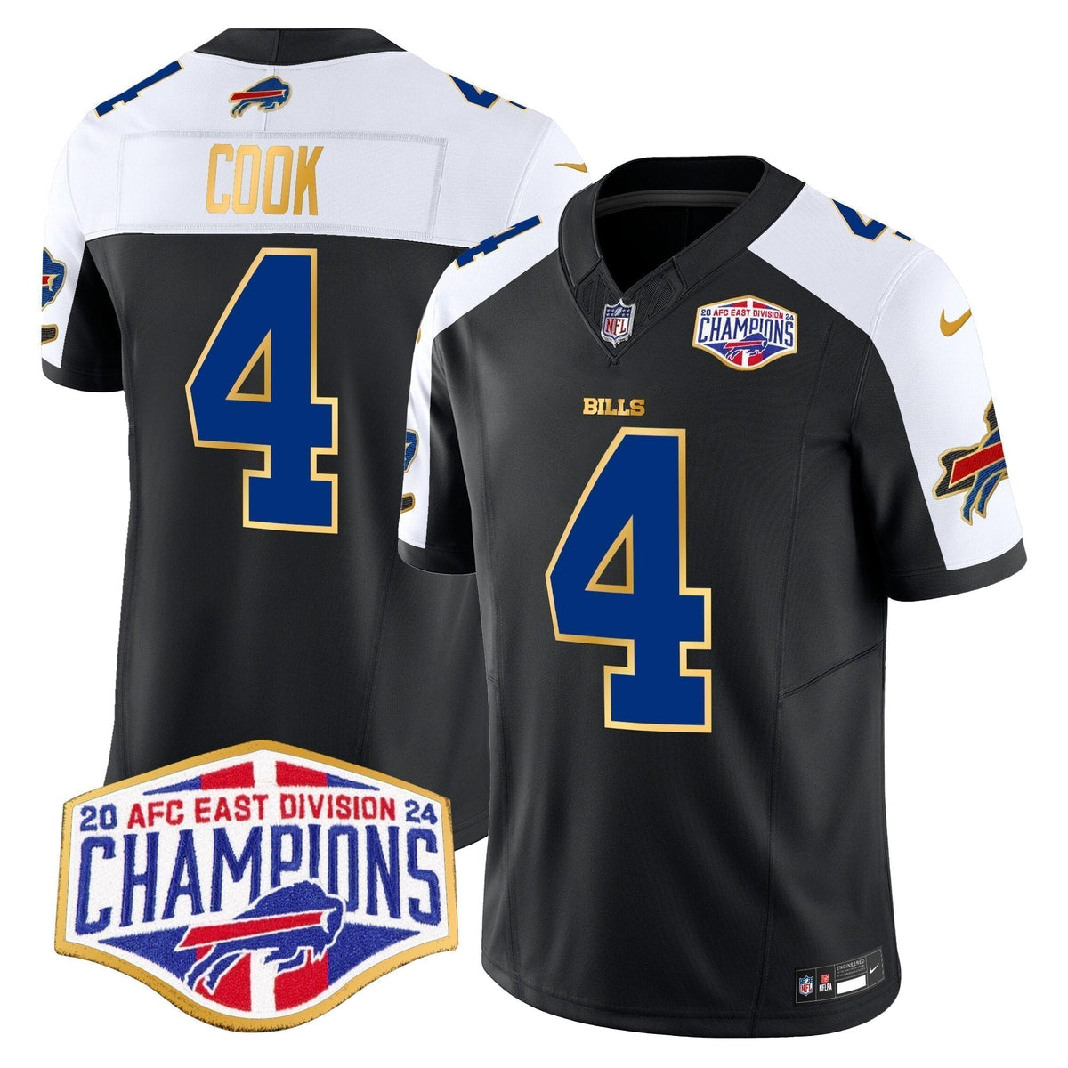 Bills 2024 AFC East Division Champions Gold Trim Vapor Limited Jersey - Stitched