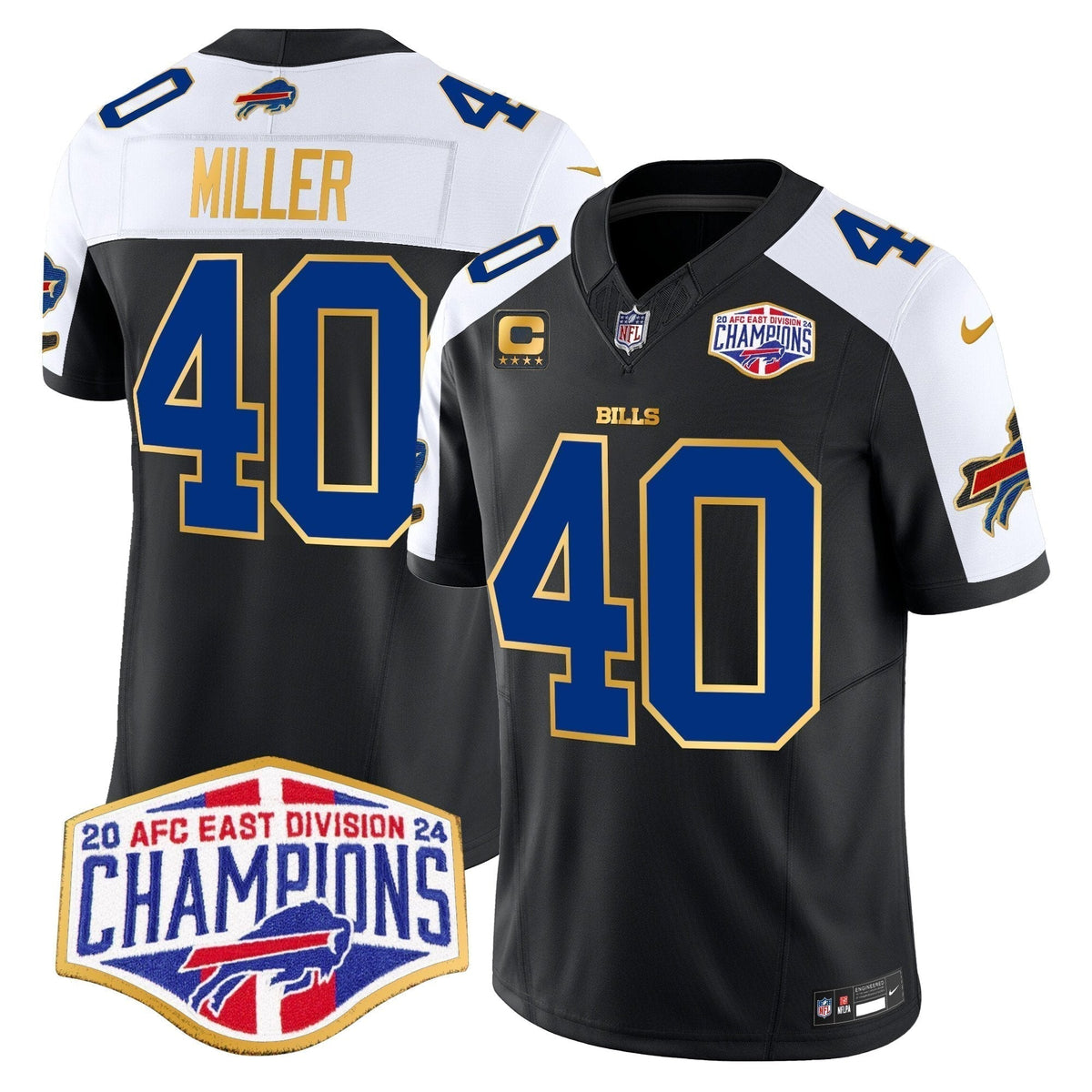 Bills 2024 AFC East Division Champions Gold Trim Vapor Limited Jersey - Stitched