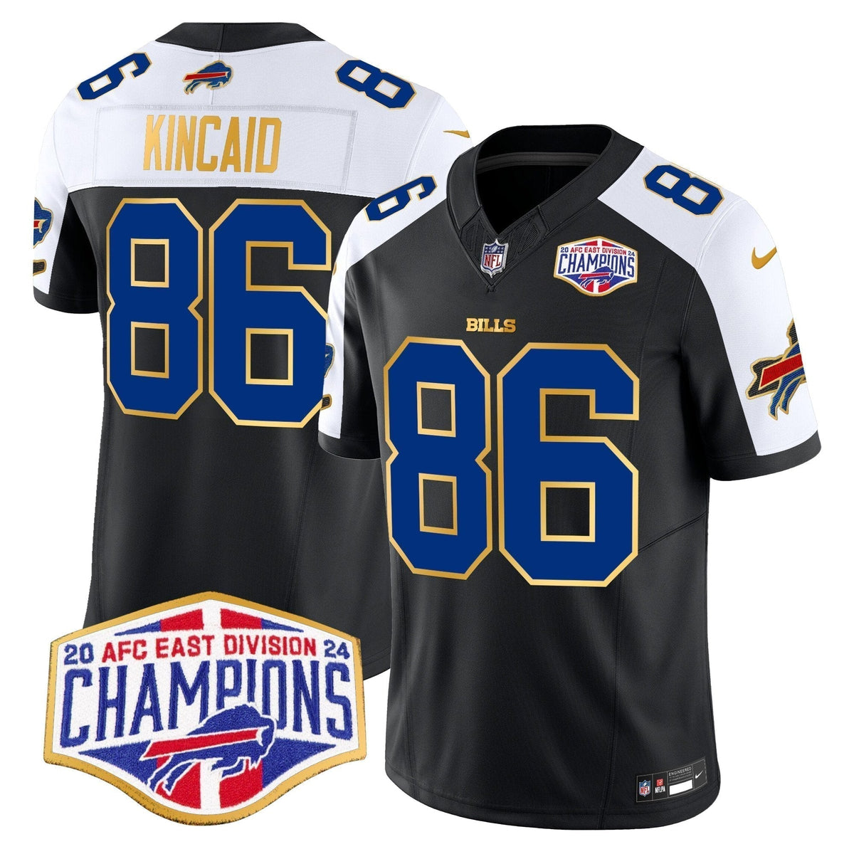 Bills 2024 AFC East Division Champions Gold Trim Vapor Limited Jersey - Stitched