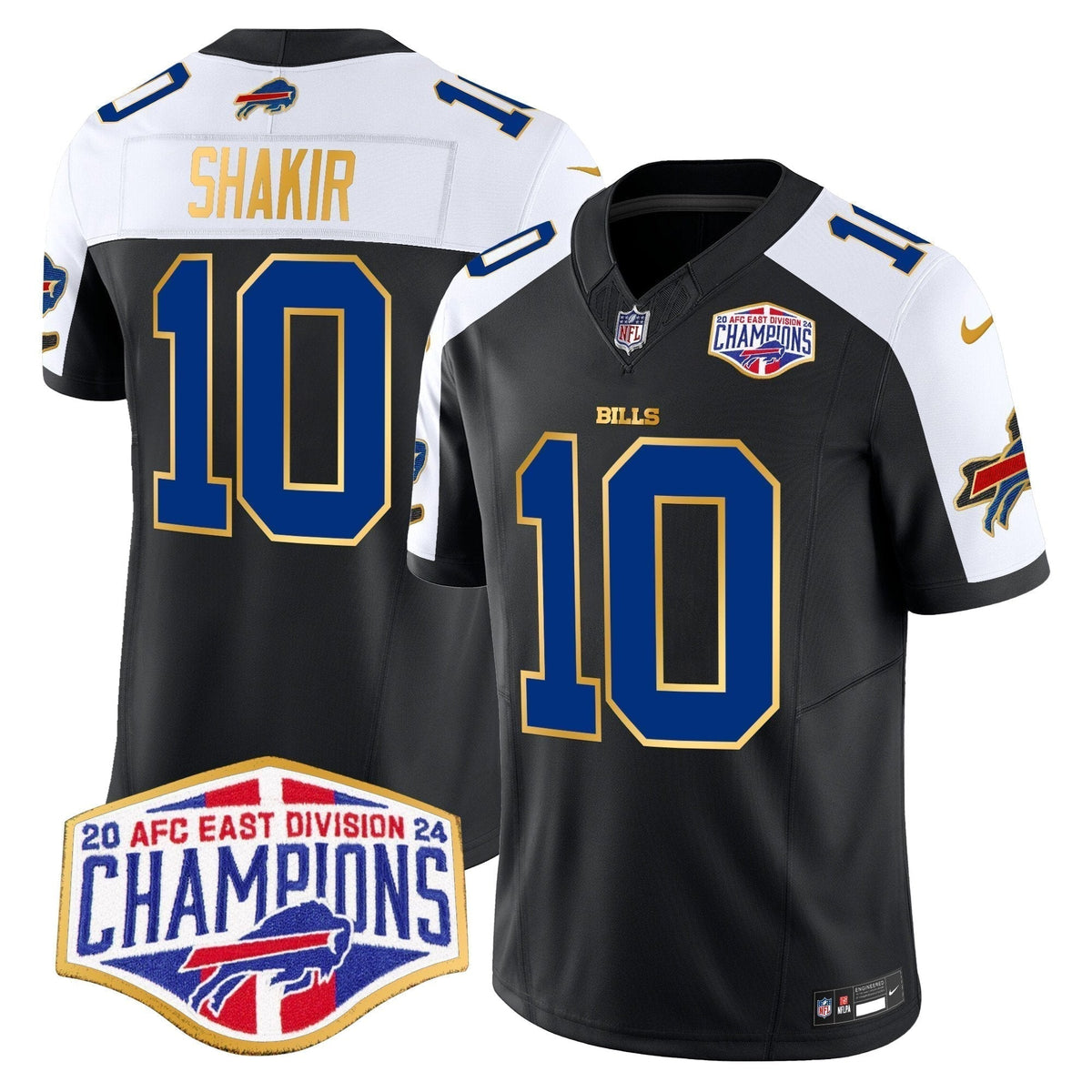 Bills 2024 AFC East Division Champions Gold Trim Vapor Limited Jersey - Stitched