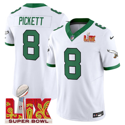 PHI Kelly Green Super Bowl LIX Patch Vapor Limited Jersey - Stitched