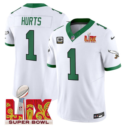 PHI Kelly Green Super Bowl LIX Patch Vapor Limited Jersey - Stitched