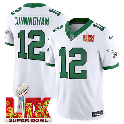 PHI Kelly Green Super Bowl LIX Patch Vapor Limited Jersey - Stitched