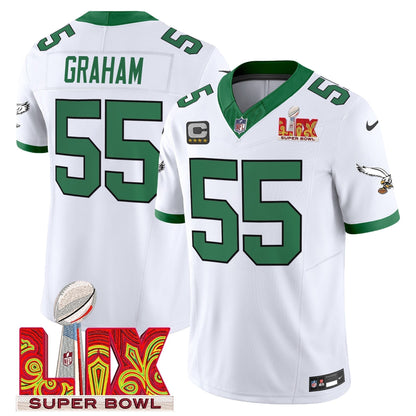 PHI Kelly Green Super Bowl LIX Patch Vapor Limited Jersey - Stitched