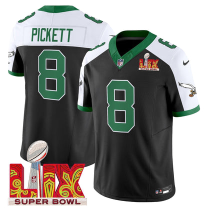 PHI Kelly Green Super Bowl LIX Patch Vapor Limited Jersey - Stitched