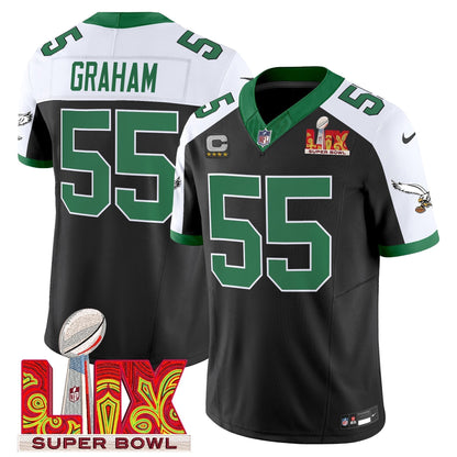 PHI Kelly Green Super Bowl LIX Patch Vapor Limited Jersey - Stitched