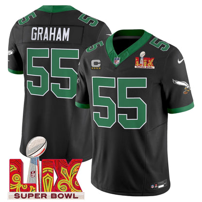 PHI Kelly Green Super Bowl LIX Patch Vapor Limited Jersey - Stitched