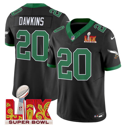 PHI Kelly Green Super Bowl LIX Patch Vapor Limited Jersey - Stitched