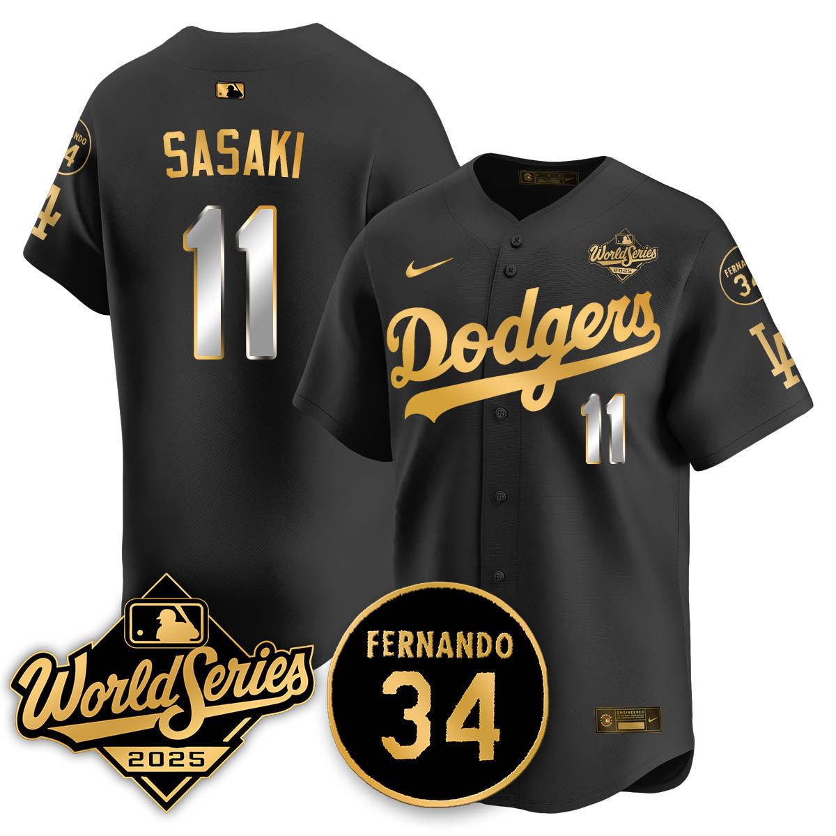 Los Angeles Dodgers 2025 National League Champions Jersey - All Stitched