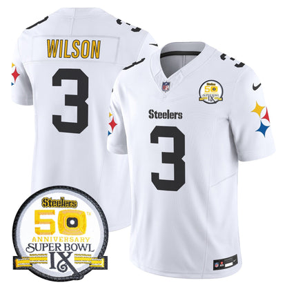 Steelers 50th Anniversary Of Super Bowl IX Patch Vapor Limited Jersey V2 - Stitched