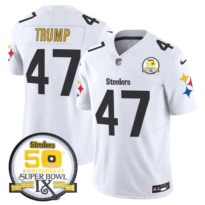 Steelers 50th Anniversary Of Super Bowl IX Patch Vapor Limited Jersey V2 - Stitched