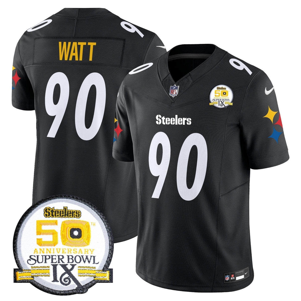 Steelers 50th Anniversary Of Super Bowl IX Patch Vapor Limited Jersey V2 - Stitched
