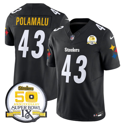 Steelers 50th Anniversary Of Super Bowl IX Patch Vapor Limited Jersey V2 - Stitched