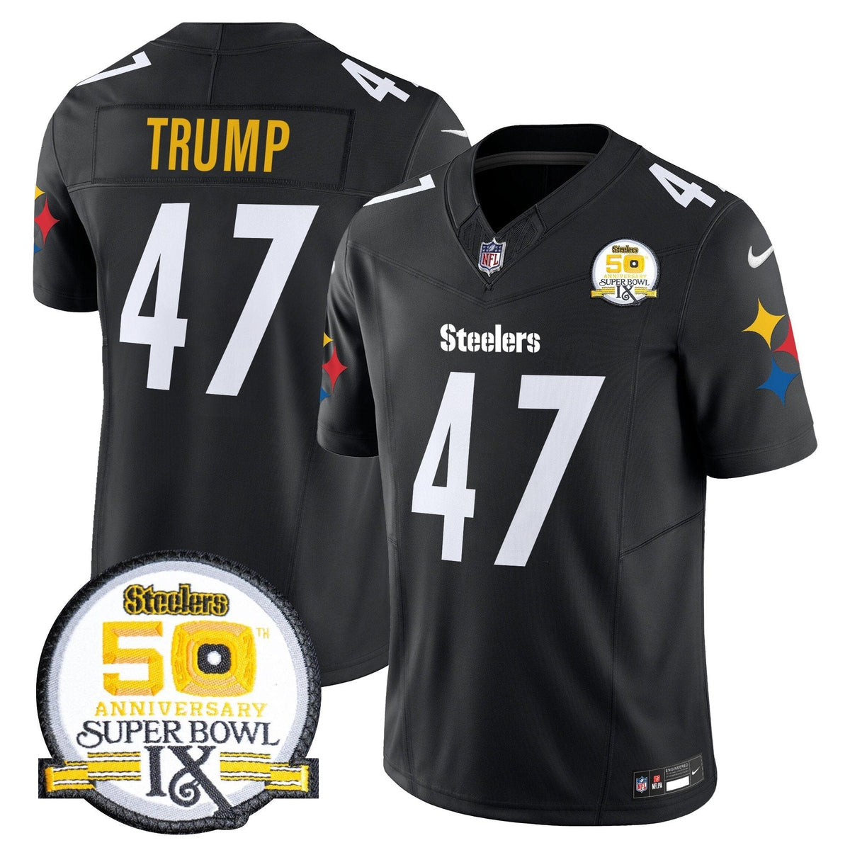 Steelers 50th Anniversary Of Super Bowl IX Patch Vapor Limited Jersey V2 - Stitched
