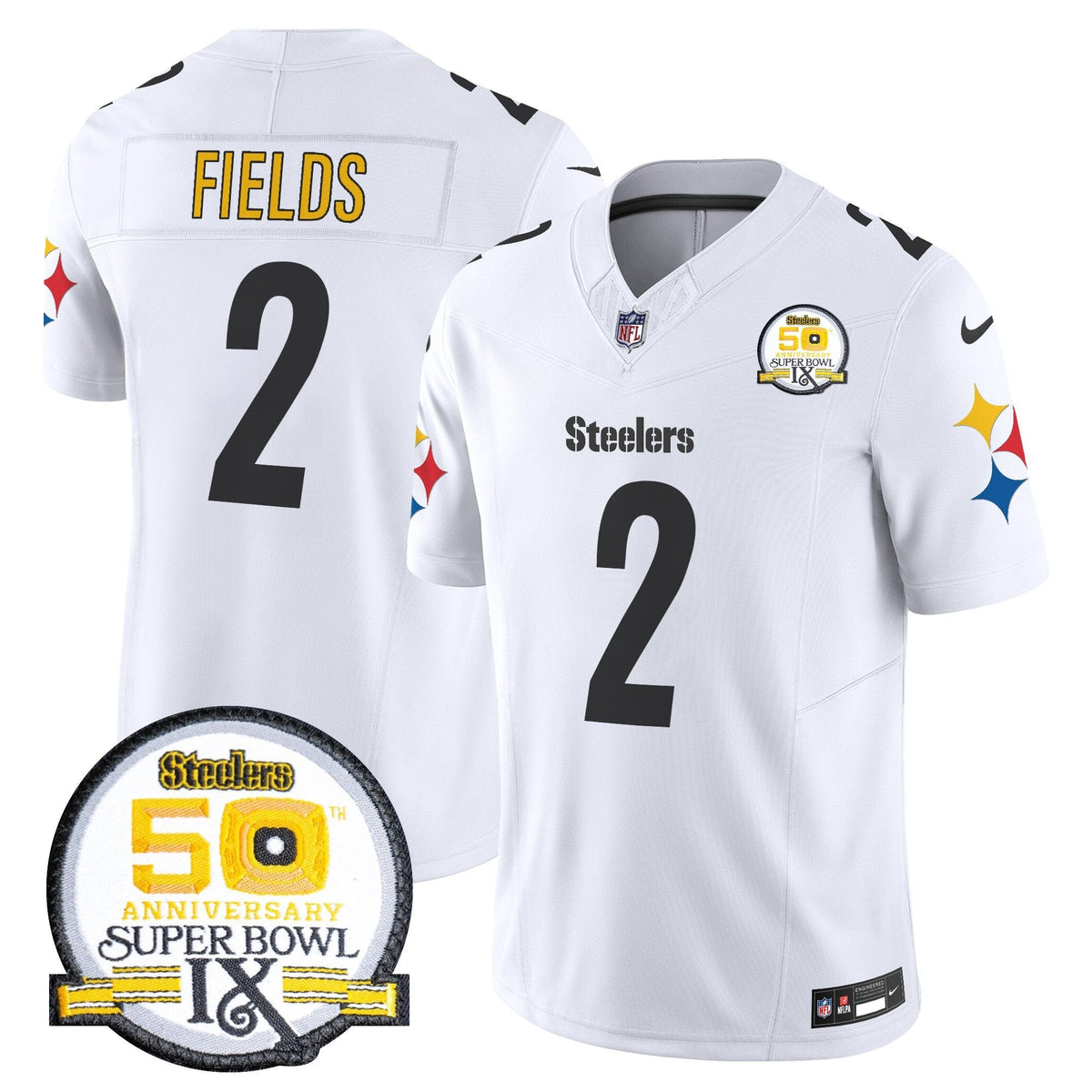 Steelers 50th Anniversary Of Super Bowl IX Patch Vapor Limited Jersey V2 - Stitched